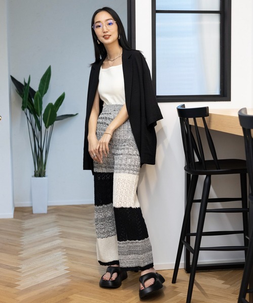 LEPSIM（レプシィム）の「7ゲージパッチワークニットパンツ　105090（その他パンツ・レディース・ブラック/アイボリー/グレー系その他・FREE）」の22枚目の写真