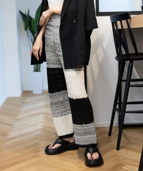 LEPSIM（レプシィム）の「7ゲージパッチワークニットパンツ　105090（その他パンツ・レディース・ブラック/アイボリー/グレー系その他・FREE）」の14枚目の写真