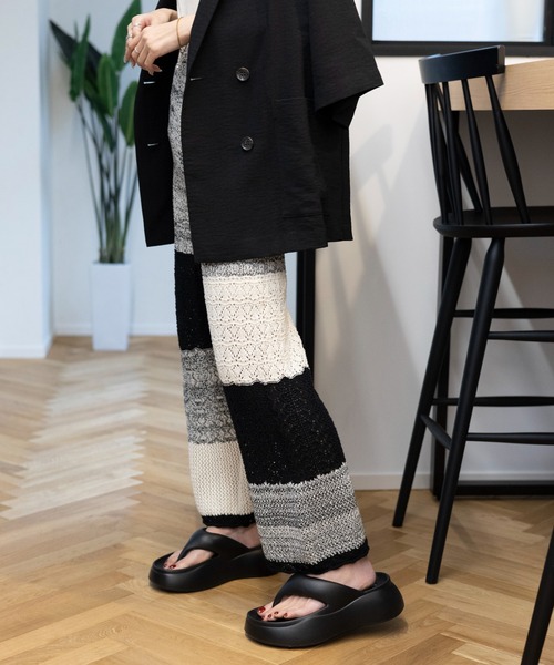 LEPSIM（レプシィム）の「7ゲージパッチワークニットパンツ　105090（その他パンツ・レディース・ブラック/アイボリー/グレー系その他・FREE）」の15枚目の写真