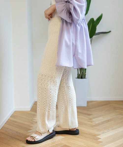 LEPSIM（レプシィム）の「7ゲージパッチワークニットパンツ　105090（その他パンツ・レディース・ブラック/アイボリー/グレー系その他・FREE）」の5枚目の写真