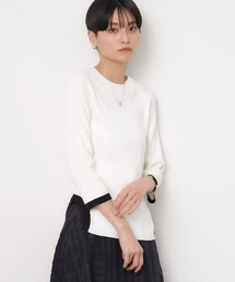 ◆《美人百花掲載》サイドカット配色リブニット【洗濯機洗い可】