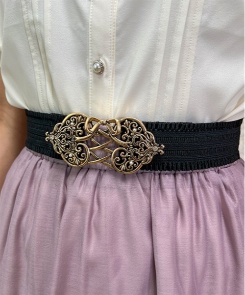 axes femme POETIQUE（アクシーズファムポエティック）の「レースアップリボンゴムベルト（ベルト・レディース・アンティークゴールド/アンティークシルバー・FREE）」の3枚目の写真