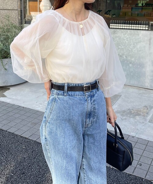 fredy emue（フレディエミュ）の「チュール2WAYボリュームブラウス（シャツ/ブラウス・レディース・チャコールグレー/アイボリー・38）」の10枚目の写真