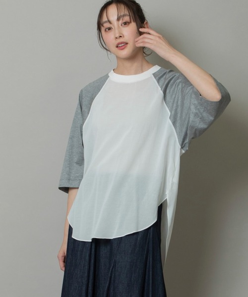 Munich(ミューニック)の「ギザリヨセルドッキングハーフスリーブプルオーバー(Tシャツ/カットソー・レディース・グレー/ブラック/ホワイト・FREE)」の22枚目の写真