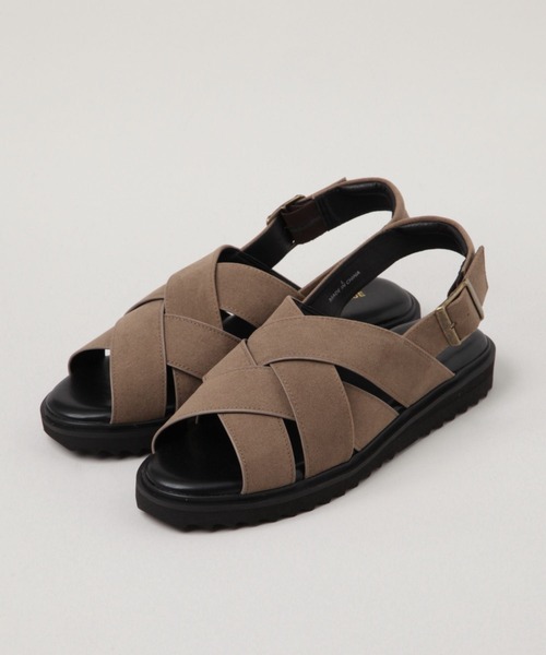 RAGEBLUE(レイジブルー)の「シンセティックレザー/クロスストラップサンダル(サンダル・メンズ・ベージュ/ブラック・LARGE/MEDIUM)」の6枚目の写真