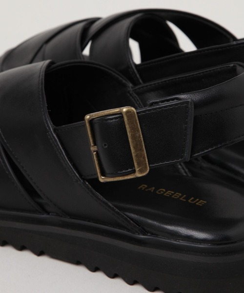 RAGEBLUE(レイジブルー)の「シンセティックレザー/クロスストラップサンダル(サンダル・メンズ・ベージュ/ブラック・LARGE/MEDIUM)」の17枚目の写真