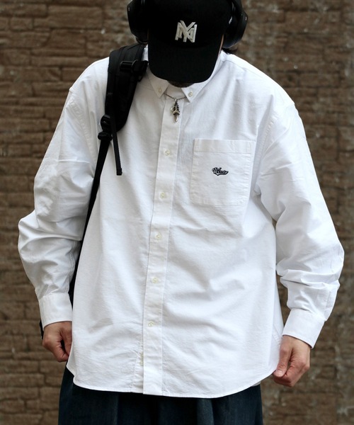 wissty（ウィスティー）の「wissty-ロゴ刺繍BDシャツ（シャツ/ブラウス・メンズ・ホワイト/ブルー・FREE）」の3枚目の写真