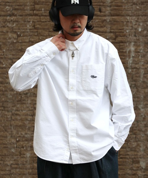 wissty（ウィスティー）の「wissty-ロゴ刺繍BDシャツ（シャツ/ブラウス・メンズ・ホワイト/ブルー・FREE）」の4枚目の写真