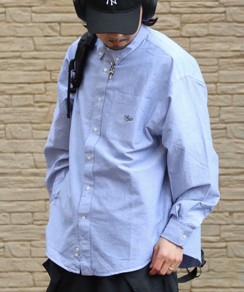 wissty（ウィスティー）の「wissty-ロゴ刺繍BDシャツ（シャツ/ブラウス・メンズ・ホワイト/ブルー・FREE）」の6枚目の写真