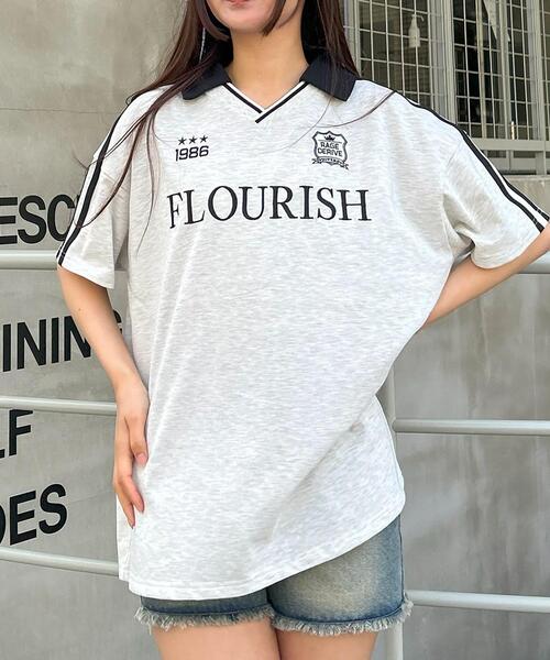 INGNI(イング)の「スキッパー襟袖ラインチュニックTシャツ(Tシャツ/カットソー・レディース・オートミール/ブラック×ホワイト/ホワイト×ブラック・M)」の3枚目の写真