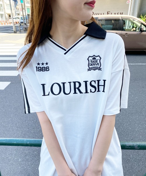 INGNI(イング)の「スキッパー襟袖ラインチュニックTシャツ(Tシャツ/カットソー・レディース・オートミール/ブラック×ホワイト/ホワイト×ブラック・M)」の11枚目の写真