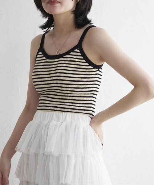 VENCEEXCHANGE（ヴァンスエクスチェンジ）の「ボーダー配色キャミソール（キャミソール・レディース・ブラウン/オフホワイト/ピンク/ブラック/グリーン・FREE）」の13枚目の写真