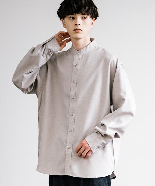 Rocky Monroe（ロッキーモンロー）の「ポリトロ バンドカラービッグシルエットシャツ（シャツ/ブラウス・メンズ・ホワイト/イエロー/グレー/ライトブルー/ブラック・FREE）」の4枚目の写真