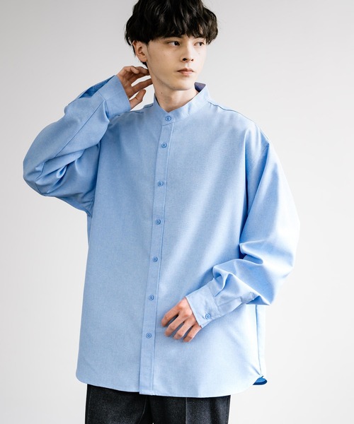 Rocky Monroe（ロッキーモンロー）の「ポリトロ バンドカラービッグシルエットシャツ（シャツ/ブラウス・メンズ・ホワイト/イエロー/グレー/ライトブルー/ブラック・FREE）」の5枚目の写真