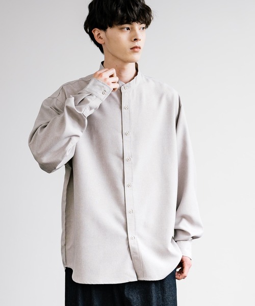 Rocky Monroe（ロッキーモンロー）の「ポリトロ バンドカラービッグシルエットシャツ（シャツ/ブラウス・メンズ・ホワイト/イエロー/グレー/ライトブルー/ブラック・FREE）」の12枚目の写真