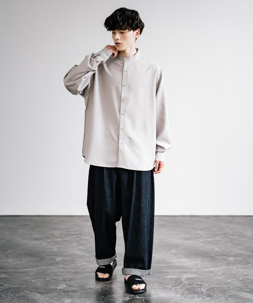 Rocky Monroe（ロッキーモンロー）の「ポリトロ バンドカラービッグシルエットシャツ（シャツ/ブラウス・メンズ・ホワイト/イエロー/グレー/ライトブルー/ブラック・FREE）」の14枚目の写真