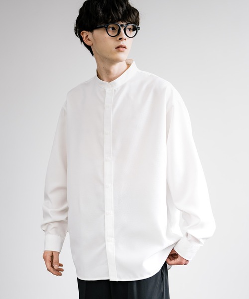 Rocky Monroe（ロッキーモンロー）の「ポリトロ バンドカラービッグシルエットシャツ（シャツ/ブラウス・メンズ・ホワイト/イエロー/グレー/ライトブルー/ブラック・FREE）」の6枚目の写真