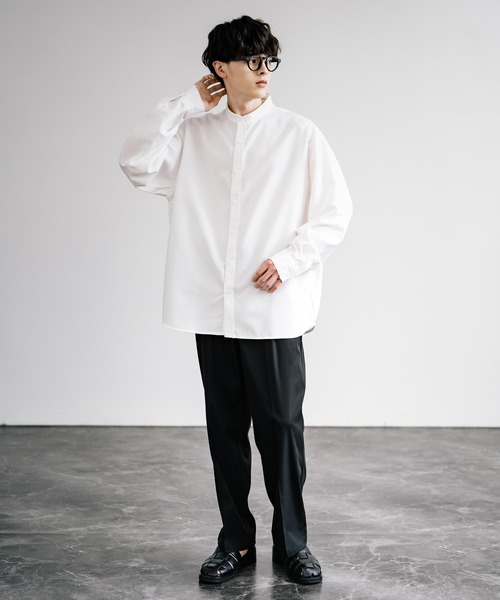 Rocky Monroe（ロッキーモンロー）の「ポリトロ バンドカラービッグシルエットシャツ（シャツ/ブラウス・メンズ・ホワイト/イエロー/グレー/ライトブルー/ブラック・FREE）」の8枚目の写真