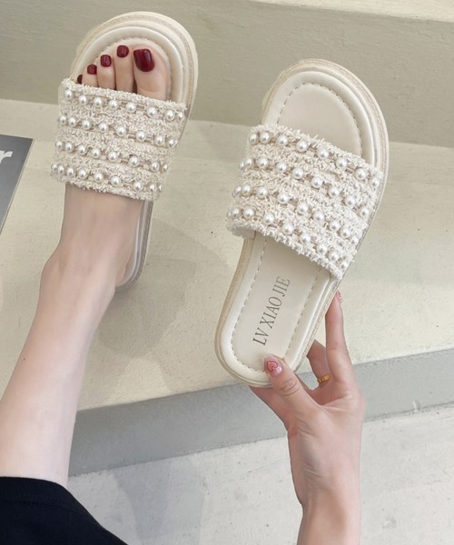 Miniministore(ミニミニストア)の「パールサンダル韓国 厚底サンダル疲れない(サンダル・レディース・アイボリー/ブラック・22.5cm/23.5cm/24.5cm/23.0cm/24.0cm/25.0cm)」の10枚目の写真