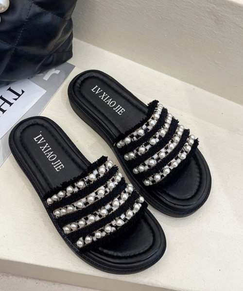 Miniministore(ミニミニストア)の「パールサンダル韓国 厚底サンダル疲れない(サンダル・レディース・アイボリー/ブラック・22.5cm/23.5cm/24.5cm/23.0cm/24.0cm/25.0cm)」の17枚目の写真