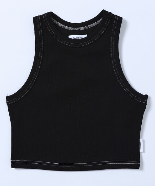 BASICKS(ベイシックス)の「BASICKS/ベイシックス New Organic Cropped Tank-Top / ハート刺繍 クロップド タンクトップ(タンクトップ・レディース・ホワイト/ブラック・SMALL)」の4枚目の写真