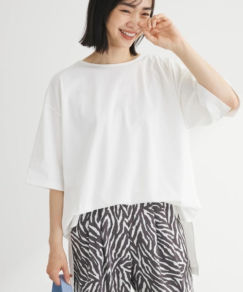 Green　Parks（グリーンパークス）の「冷っとすずやか　バックカシュクールチュニック（チュニック・レディース・ダークパープル/ライトベージュ/ブラック/オフホワイト/ダークグレー・FREE）」の2枚目の写真