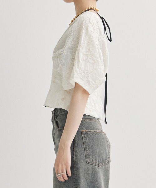 MURRAL（ミューラル）の「【MURRAL/ミューラル】インフレイトブルーミングトップス（シャツ/ブラウス・レディース・ブラック/ホワイト・1）」の8枚目の写真