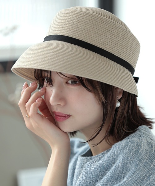 Little&More(リトルアンドモア)の「リボンバケットハット(ハット・レディース・ベージュ/カーキ/ライトパープル/ブラック・FREE)」の5枚目の写真