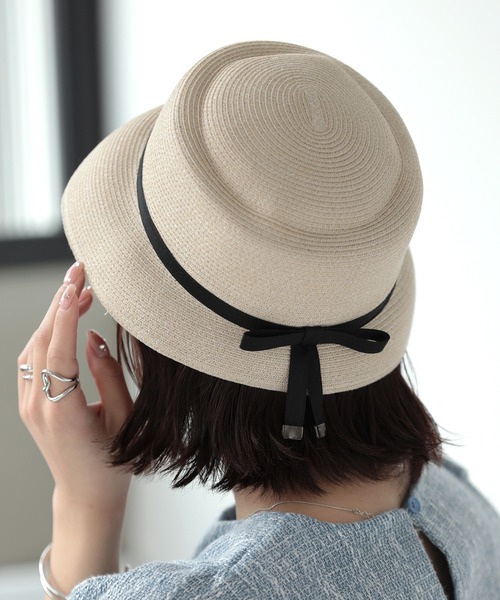 Little&More(リトルアンドモア)の「リボンバケットハット(ハット・レディース・ベージュ/カーキ/ライトパープル/ブラック・FREE)」の6枚目の写真