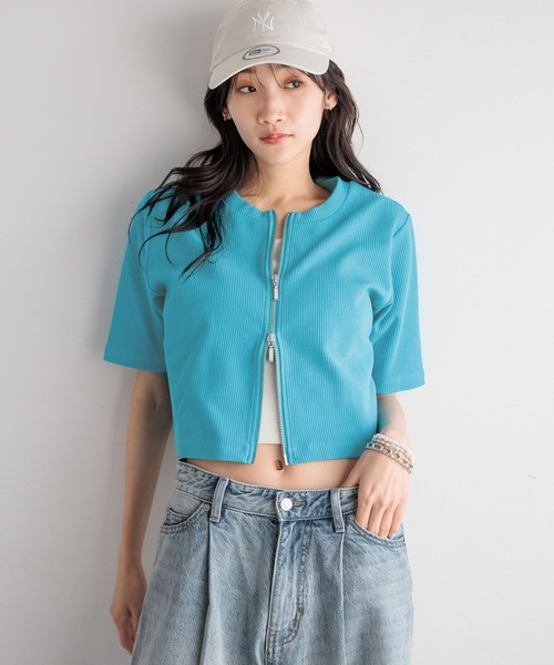 カットカーディガン LOWRYS FARM（ローリーズファーム）の「カットZIP