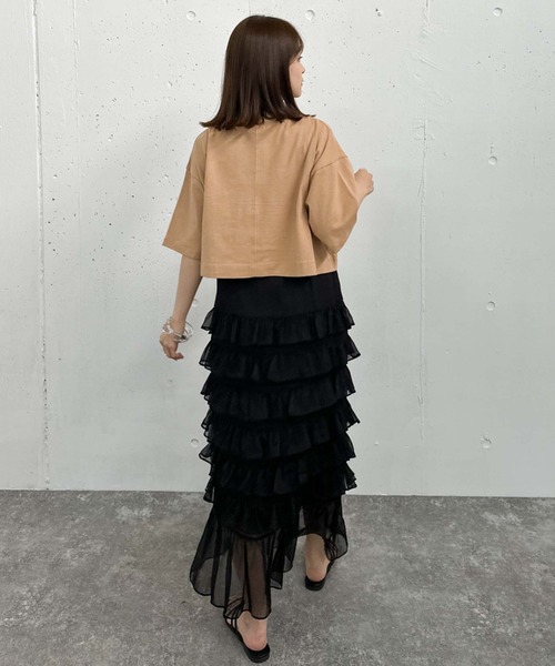 archives（アルシーヴ）の「リメイク刺繍ロゴＴｅｅ（Tシャツ/カットソー・レディース・オレンジ/ブラック/オフホワイト/チャコールグレー・MEDIUM）」の8枚目の写真