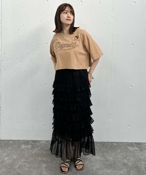 archives（アルシーヴ）の「リメイク刺繍ロゴＴｅｅ（Tシャツ/カットソー・レディース・オレンジ/ブラック/オフホワイト/チャコールグレー・MEDIUM）」の7枚目の写真