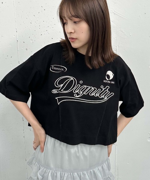 archives（アルシーヴ）の「リメイク刺繍ロゴＴｅｅ（Tシャツ/カットソー・レディース・オレンジ/ブラック/オフホワイト/チャコールグレー・MEDIUM）」の9枚目の写真