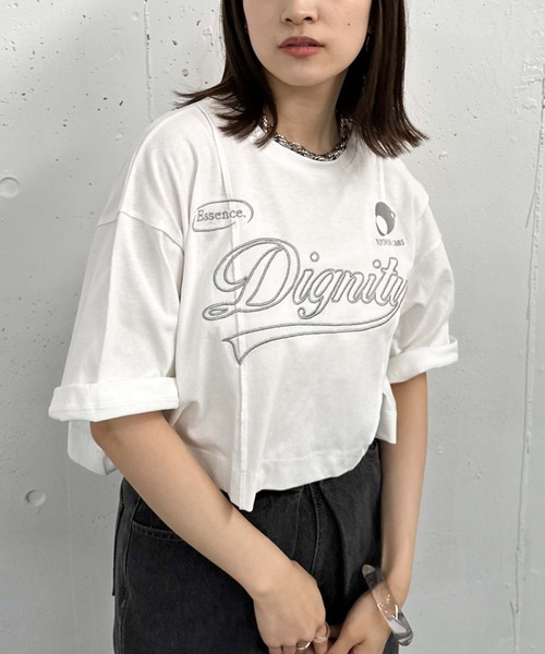 archives（アルシーヴ）の「リメイク刺繍ロゴＴｅｅ（Tシャツ/カットソー・レディース・オレンジ/ブラック/オフホワイト/チャコールグレー・MEDIUM）」の20枚目の写真