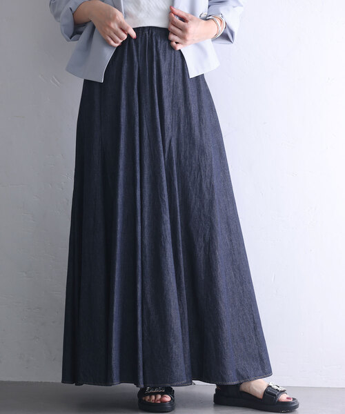 La TOTALITE(ラトータリテ)の「【Munich/ミューニック】washed slub denim skirt(デニムスカート・レディース・コバルトブルー・SMALL/MEDIUM)」の1枚目の写真