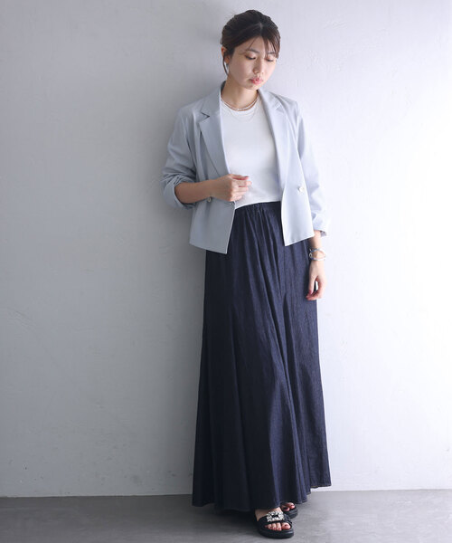 La TOTALITE(ラトータリテ)の「【Munich/ミューニック】washed slub denim skirt(デニムスカート・レディース・コバルトブルー・SMALL/MEDIUM)」の2枚目の写真
