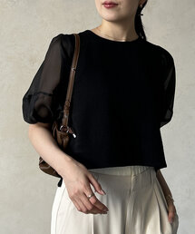 Thevon（ゼボン）の「袖シアージャガードプルオーバー（Tシャツ/カットソー）」