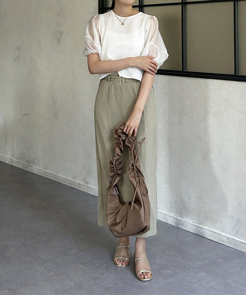 Thevon（ゼボン）の「袖シアージャガードプルオーバー（Tシャツ/カットソー・レディース・オフホワイト/ブラック/グリーン系その他・FREE）」の8枚目の写真