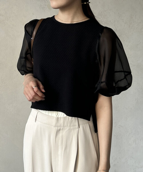 Thevon（ゼボン）の「袖シアージャガードプルオーバー（Tシャツ/カットソー・レディース・オフホワイト/ブラック/グリーン系その他・FREE）」の16枚目の写真