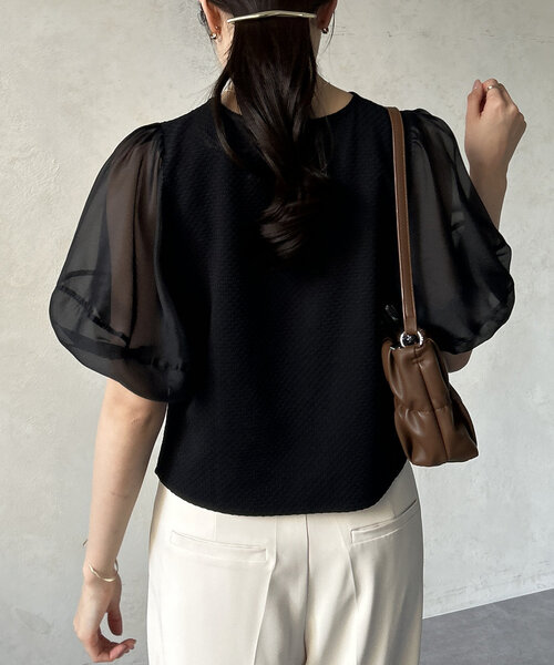 Thevon（ゼボン）の「袖シアージャガードプルオーバー（Tシャツ/カットソー・レディース・オフホワイト/ブラック/グリーン系その他・FREE）」の17枚目の写真