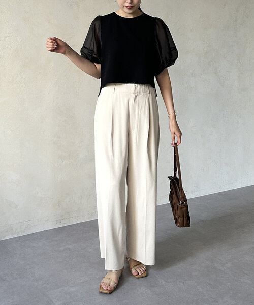 Thevon（ゼボン）の「袖シアージャガードプルオーバー（Tシャツ/カットソー・レディース・オフホワイト/ブラック/グリーン系その他・FREE）」の19枚目の写真