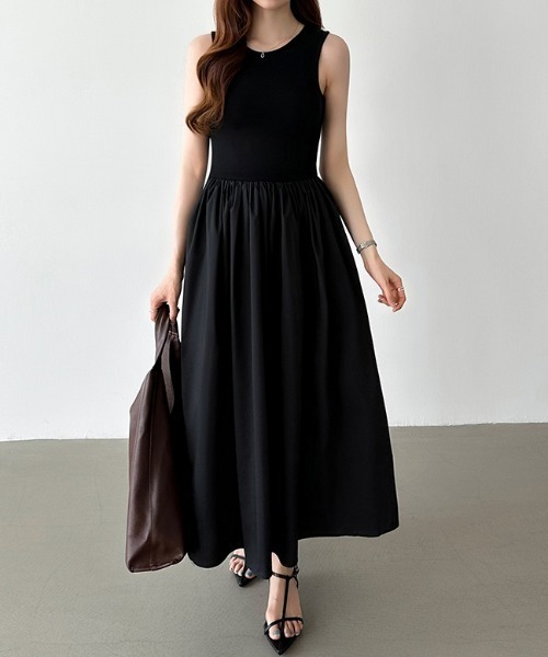 セール】【選べる2タイプ】 ドッキングワンピース ノースリーブ