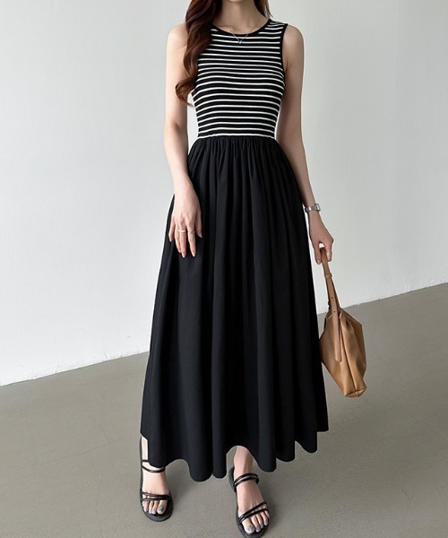 セール】【選べる2タイプ】 ドッキングワンピース ノースリーブ