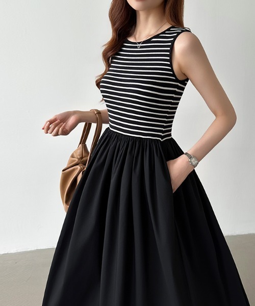 セール】【選べる2タイプ】 ドッキングワンピース ノースリーブ