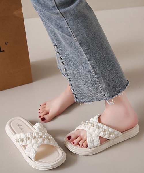 Miniministore(ミニミニストア)の「クロスベルト厚底サンダルスリッパサンダル(サンダル・レディース・アイボリー/ライトイエロー/ブルー・S/L/M)」の16枚目の写真