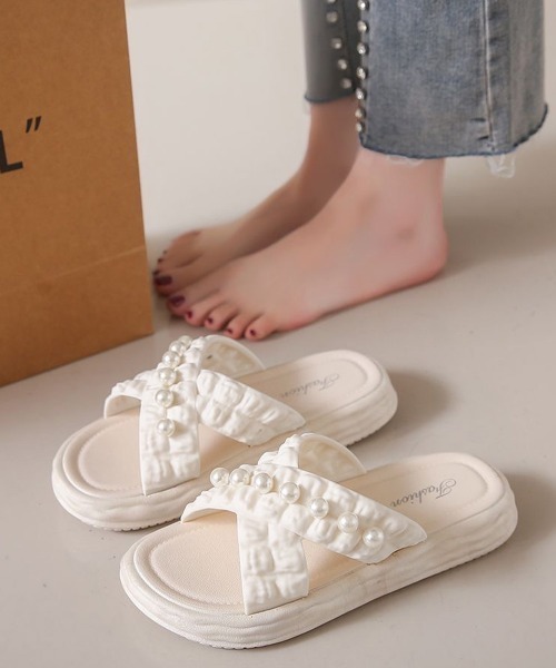 Miniministore(ミニミニストア)の「クロスベルト厚底サンダルスリッパサンダル(サンダル・レディース・アイボリー/ライトイエロー/ブルー・S/L/M)」の17枚目の写真