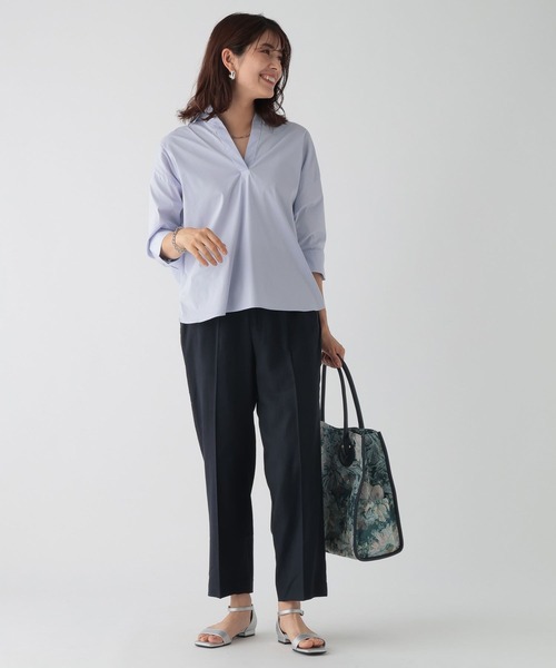 Elura（エルーラ）の「リッチリネンブレンドワイドストレートパンツ/120812（その他パンツ・レディース・ダークネイビー/ライトベージュ・LARGE/SMALL/MEDIUM）」の8枚目の写真