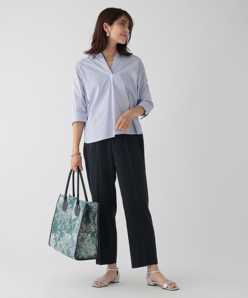 Elura（エルーラ）の「リッチリネンブレンドワイドストレートパンツ/120812（その他パンツ・レディース・ダークネイビー/ライトベージュ・LARGE/SMALL/MEDIUM）」の6枚目の写真