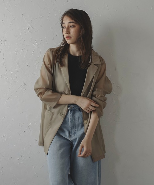 セール】【MINERTE】sheer tailored jacket / シアーテーラード