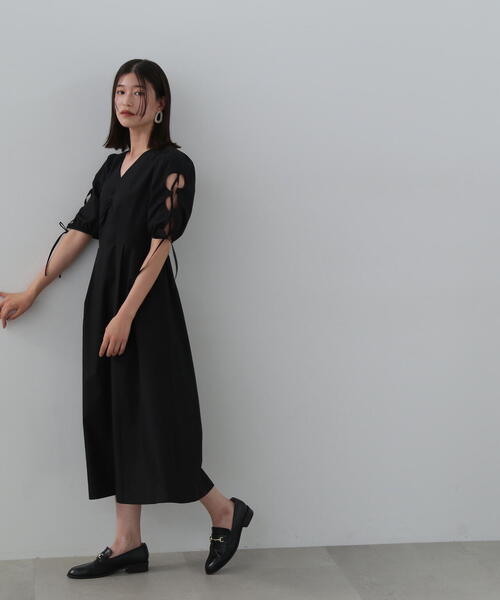 N.（N. Natural Beauty Basic）（エヌエヌナチュラルビューティーベーシック）の「◆レースアップスリーブワンピース（ワンピース・レディース・ダークブラウン/ブラック/ブルー・MEDIUM）」の7枚目の写真